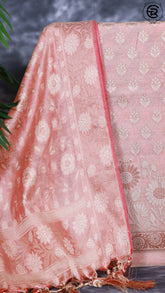 Sepia Brown Silk Cotton Floral Self Zari Woven Banaras Salwar
